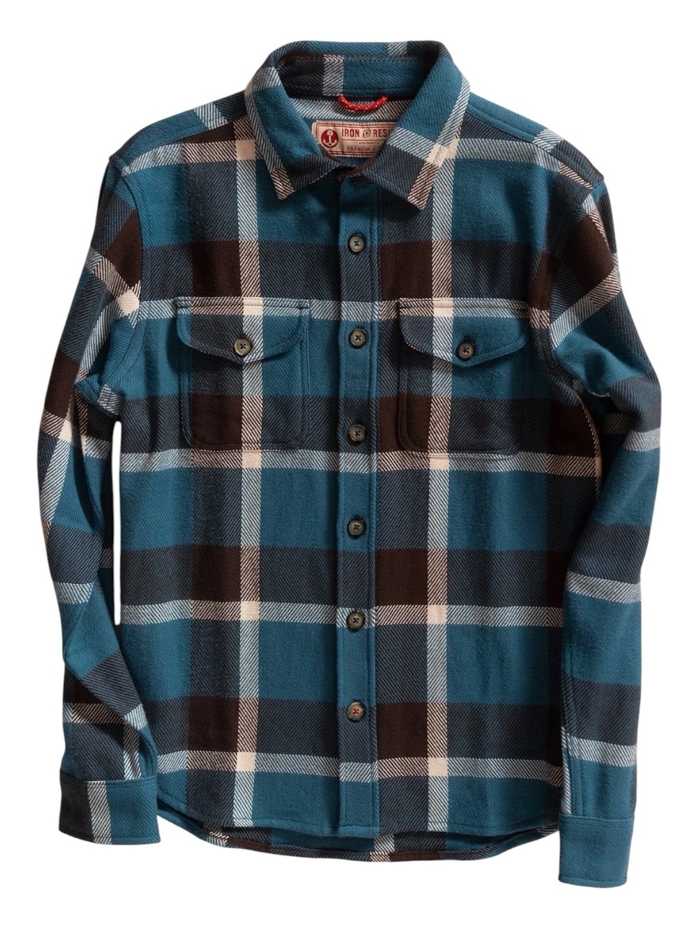 Iron & Resin CONEJO Shirt Teal and Brown Plaid Button-Up Shirt NWT XL & 2XL